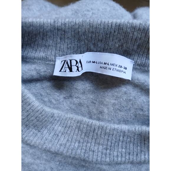 Zara 100% Wool Sweater Womens M-L Gray Minimalist Scandi Fall Winter - Picture 4 of 5